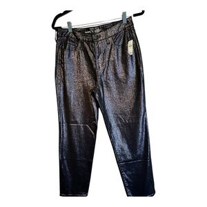 Old Navy High Rise OG Straight Black‎ Glitter Pants Size 6 Womens Trousers